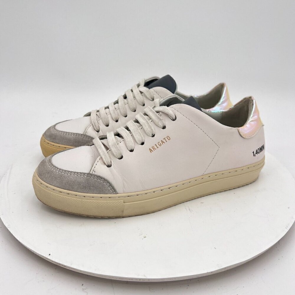 Axel Arigato Clean 90 Women Size 6 White Leather Grey Suede Low Top Casual Shoes
